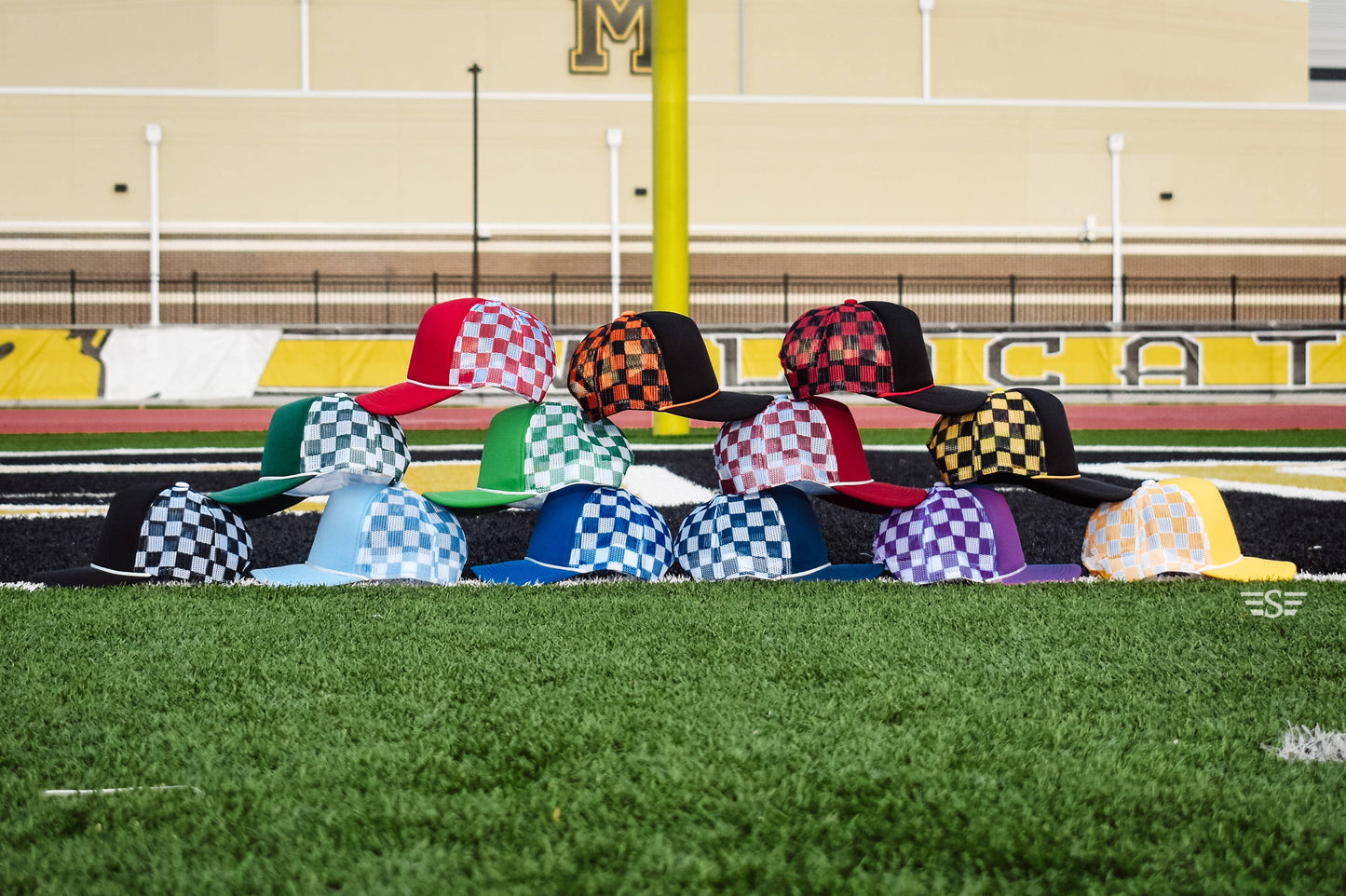 Checkered Mesh Back Foam Trucker Cap