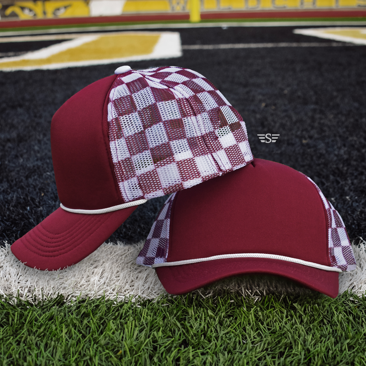 Checkered Mesh Back Foam Trucker Cap