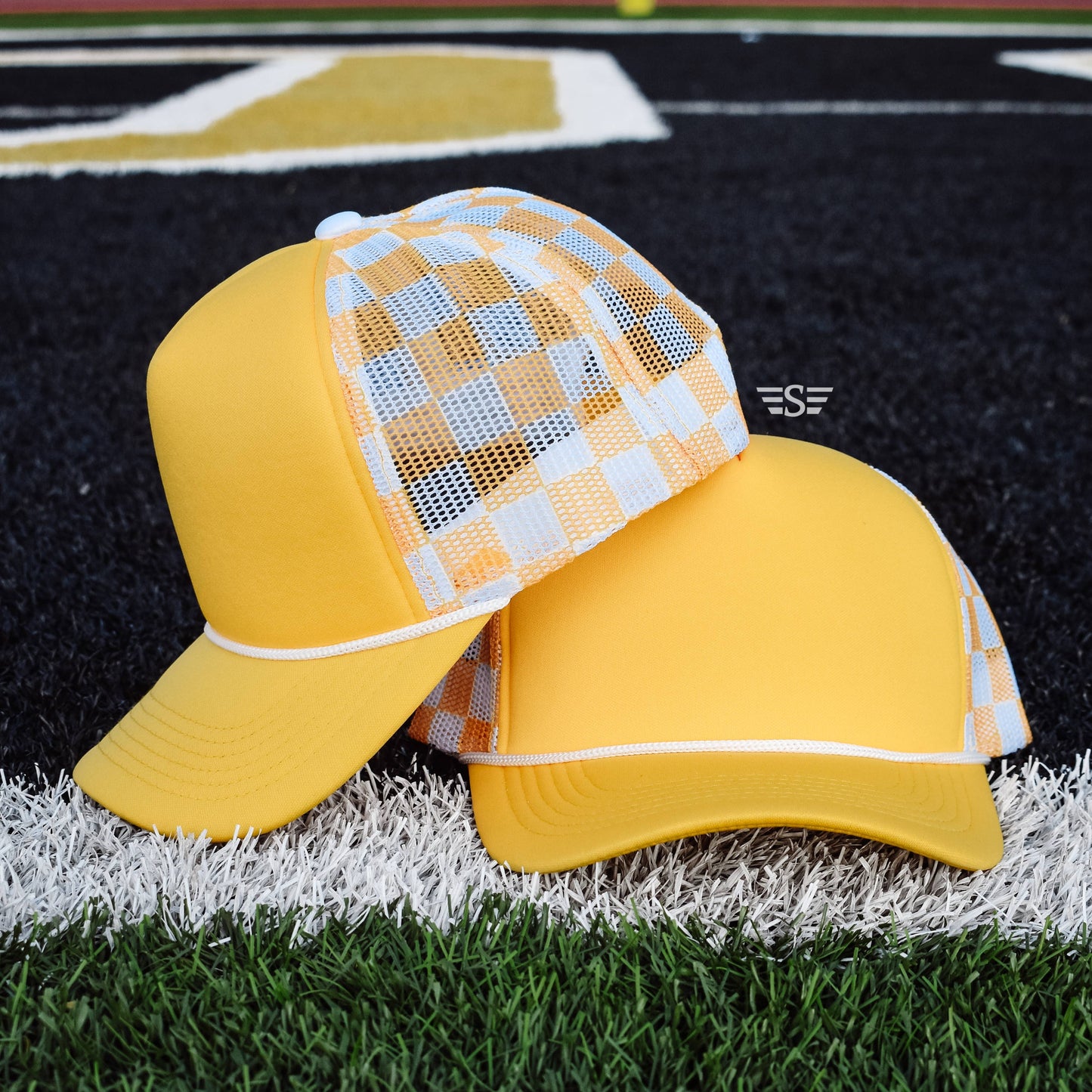 Checkered Mesh Back Foam Trucker Cap