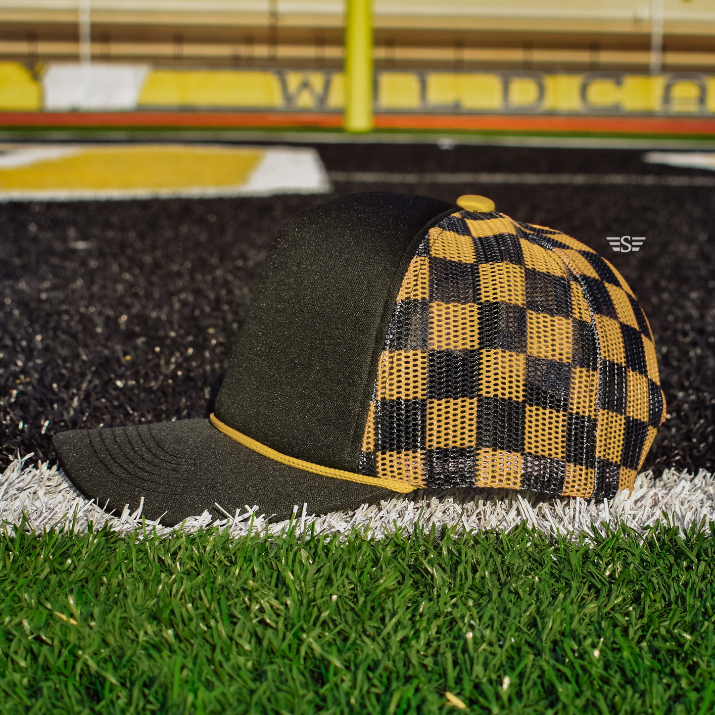 Checkered Mesh Back Foam Trucker Cap