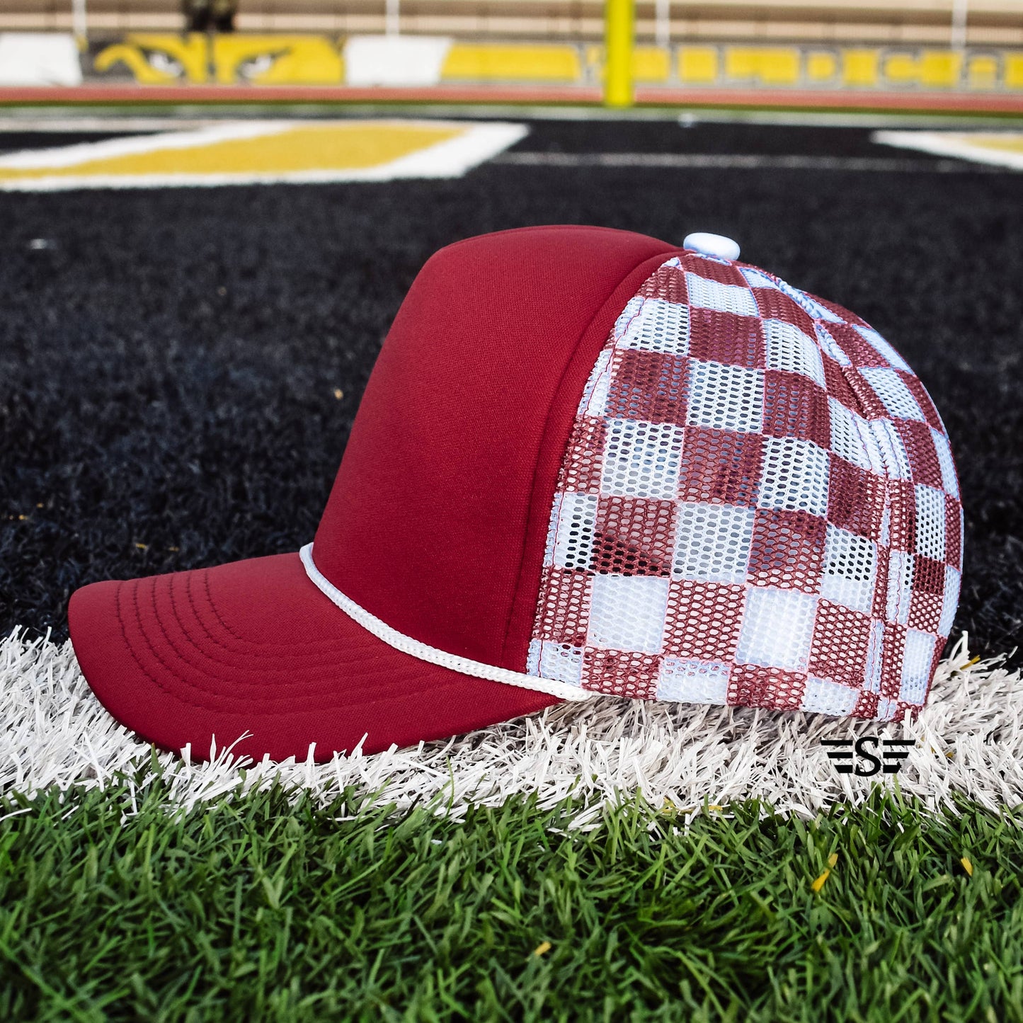 Checkered Mesh Back Foam Trucker Cap