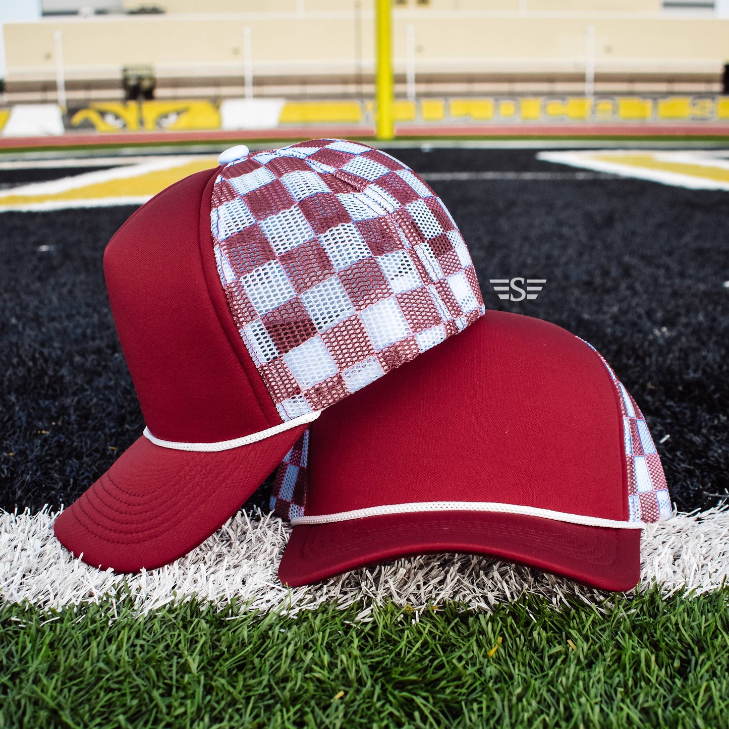 Checkered Mesh Back Foam Trucker Cap