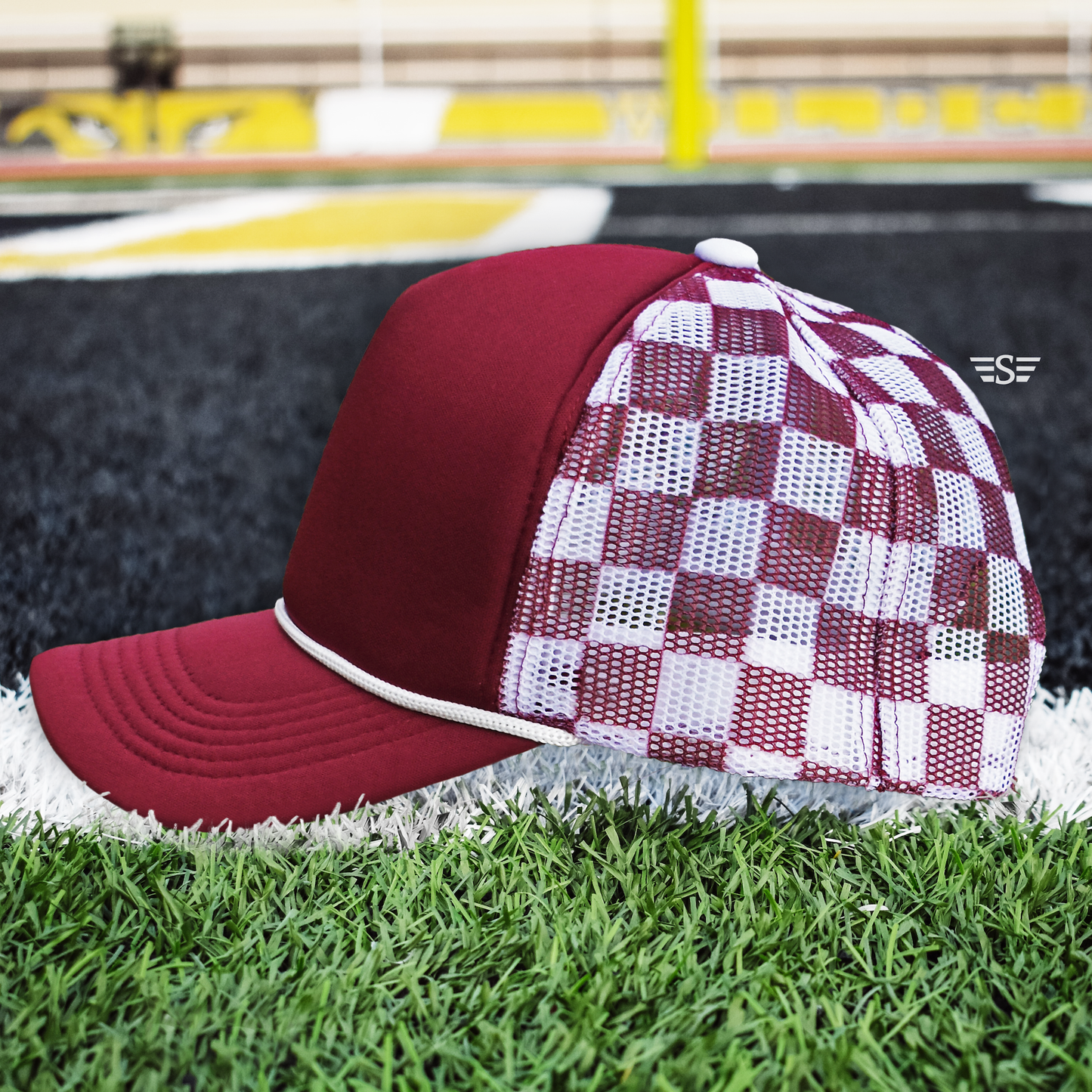 Checkered Mesh Back Foam Trucker Cap