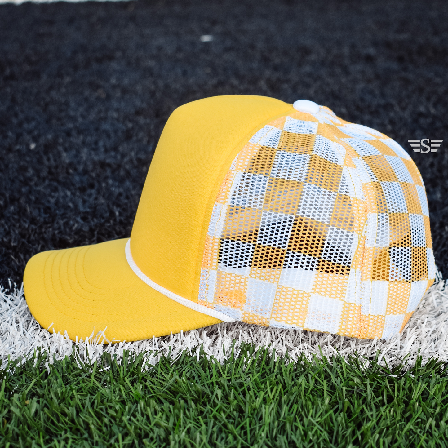 Checkered Mesh Back Foam Trucker Cap