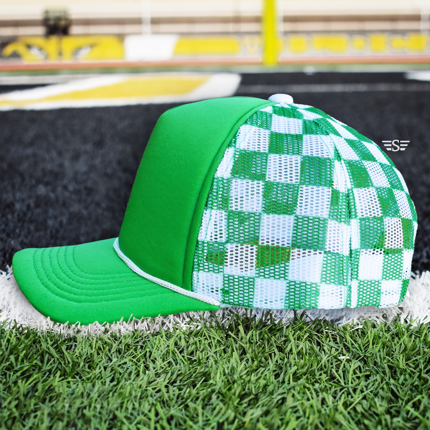 Checkered Mesh Back Foam Trucker Cap