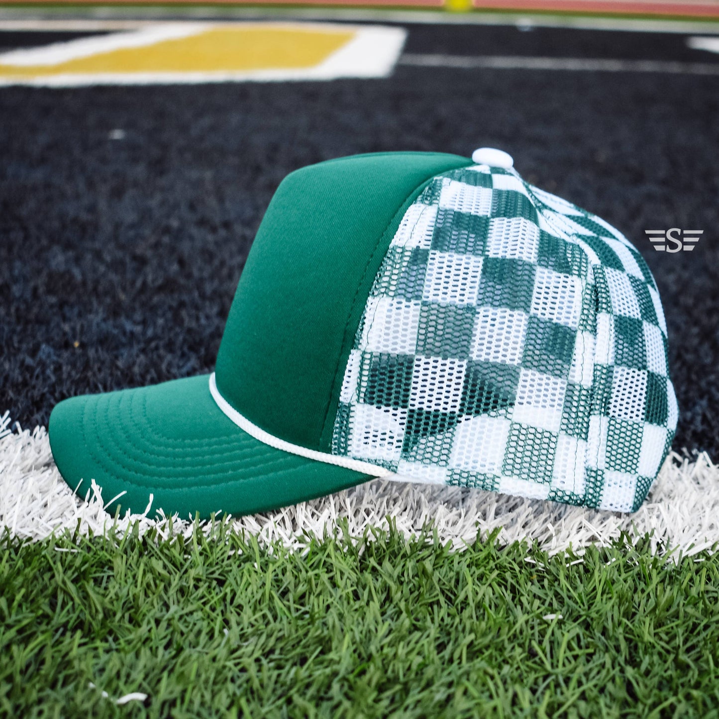 Checkered Mesh Back Foam Trucker Cap