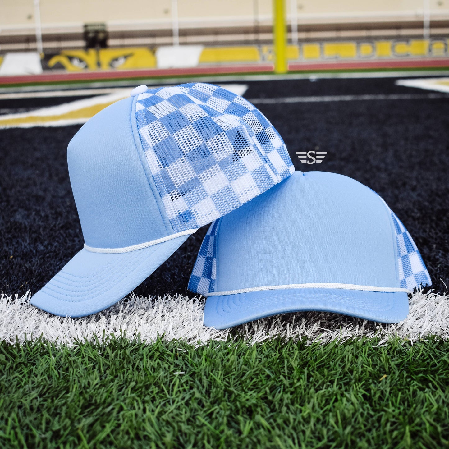 Checkered Mesh Back Foam Trucker Cap