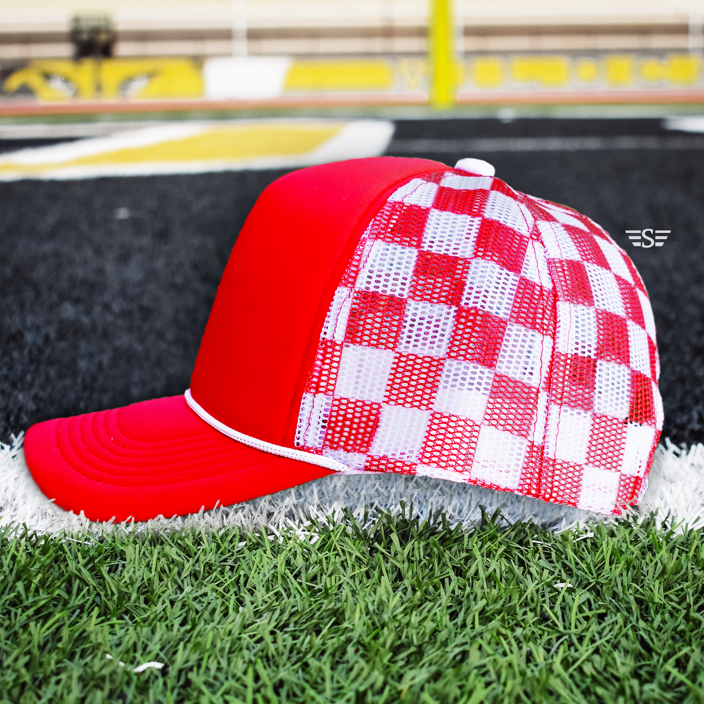 Checkered Mesh Back Foam Trucker Cap