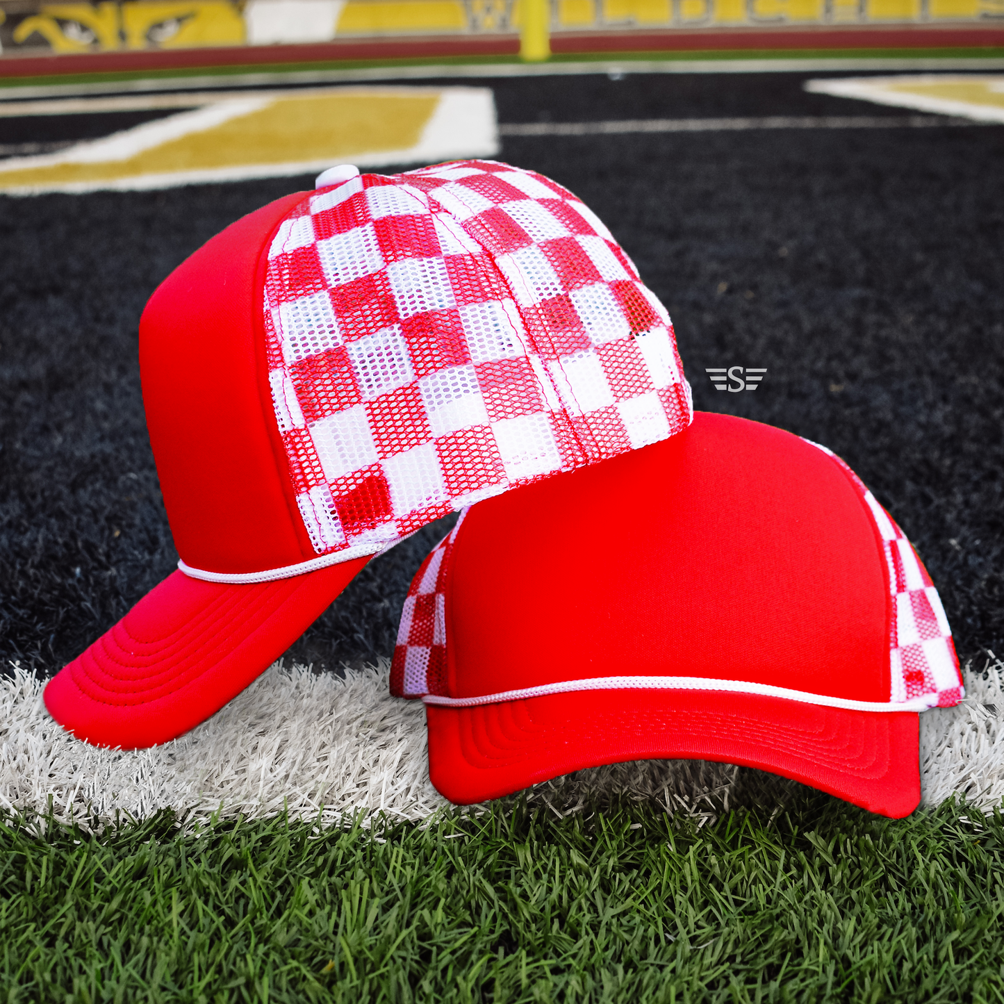 Checkered Mesh Back Foam Trucker Cap